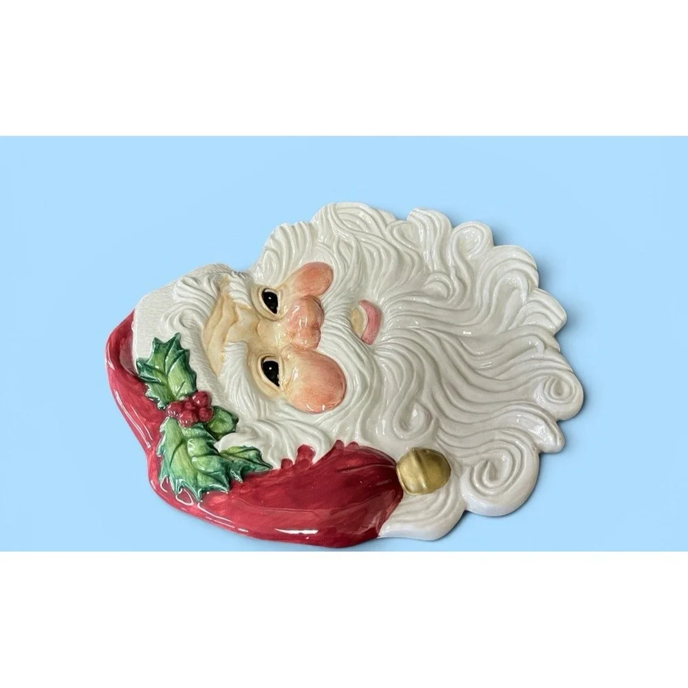 Fitz & Floyd Omnibus Santa Claus Canape Snack Desert Cookie Plate‎ Vintage Xmas